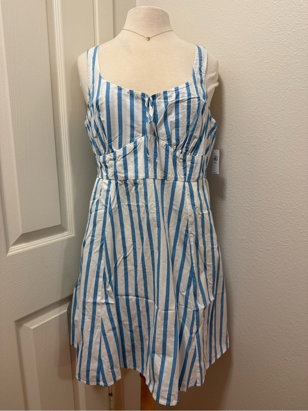 Old Navy Blue & White Vertical Stripe Sundress